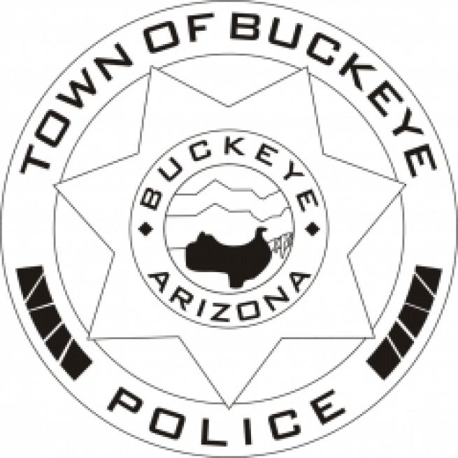 LASER ETCHED BUCKEYE POLICE DEPARTMENT BADGE.